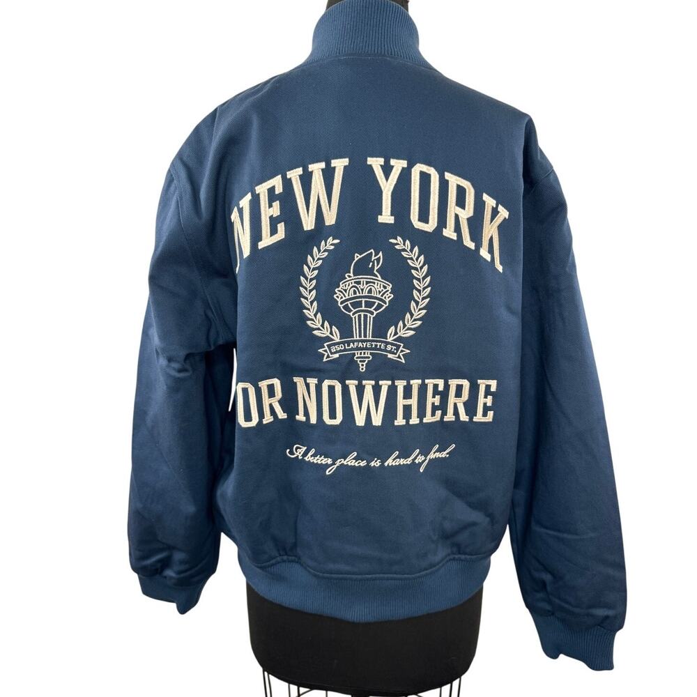 NYON New York or Nowhere University Navy Varsity Jacket Embroidered Medium M NEW
